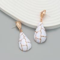 Pendientes de Perno de Aleación de Zinc, con esmalte, Joyería & para mujer, Blanco, libre de níquel, plomo & cadmio, 56x21mm, Vendido por Par