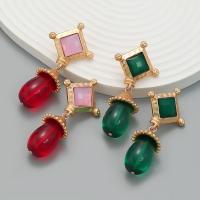 Zinc Alloy Stud Earring with Resin plated fashion jewelry & for woman nickel lead & cadmium free Sold By Pair