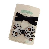 Alligator Hair Clip Polyester and Cotton with Iron Bowknot 2 pieces & for children black 60mm Sold By Set