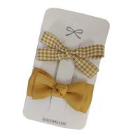 Alligator Hair Clip Polyester and Cotton with Iron Bowknot 2 pieces & for children yellow 60mm Sold By Set