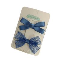 Pinces bec, lacet, avec polyester et coton & fer, Noeud papillon, 2 pièces & pour les enfants, bleu, 60mm, Vendu par fixé