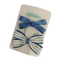 Alligator Hair Clip Polyester and Cotton with Iron Bowknot 2 pieces & for children blue 60mm Sold By Set