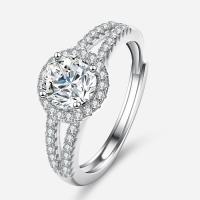 Sterling Silver Jewelry Finger Ring, 925 sterline d'argento, with Moissanite, Regolabile & gioielli di moda & materiali diversi per la scelta & con strass, assenza di nichel,piombo&cadmio, 1ct, Misura:7, Venduto da PC