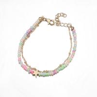 lega in zinco cavigliera, with Seedbead, with 1.96inch extender chain, Stella, placcato, Doppio strato & per la donna, nessuno, Lunghezza Appross. 7.08 pollice, Venduto da PC