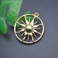 Brass Jewelry Pendants Sun gold color plated DIY & hollow nickel lead & cadmium free Sold By PC