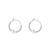 Boucles d'oreilles en argent sterling 925, avec Shell Pearl, bijoux de mode & pour femme, protéger l'environnement, sans nickel, plomb et cadmium, 22mm, Vendu par paire