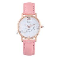 Women Wrist Watch PU Leather with Glass & 304 Stainless Steel & Zinc Alloy Round rose gold color plated fashion jewelry & Chinese movement & for woman Length Approx 233 mm Sold By PC