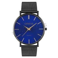 Reloj de Pulsera para Hombre, aleación de zinc, con acero inoxidable 304, Esférico, chapado, Joyería & movimiento chino, más colores para la opción, libre de níquel, plomo & cadmio, 40x8mm, longitud aproximado 235 mm, Vendido por UD