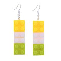 Bijoux boucles d'oreilles, plastique, avec alliage de zinc, fait à la main, bijoux de mode & pour femme, plus de couleurs à choisir, 69x17mm, Vendu par paire