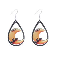 Boucles d'oreilles en alliage de zinc, avec bois, Impression, Halloween Design & bijoux de mode & modèles différents pour le choix & pour femme, protéger l'environnement, sans nickel, plomb et cadmium, Vendu par paire