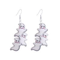 Boucles d'oreilles en alliage de zinc, avec bois, Impression, Halloween Design & bijoux de mode & modèles différents pour le choix & pour femme, protéger l'environnement, sans nickel, plomb et cadmium, Vendu par paire