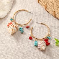 Lo zinco in lega Stud Earring, lega in zinco, with turchese & conchiglia, fatto a mano, gioielli di moda & per la donna, nessuno, Venduto da coppia