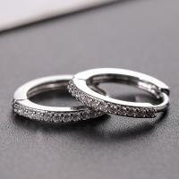 Befestiger Zirkonia Messing Ohrring, plattiert, unisex & Micro pave Zirkonia, Platin Farbe, 14x14mm, verkauft von Paar