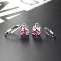 Boucles d'oreilles en laiton zircon cubique pavent, Placage, pavé de micro zircon & pour femme, plus de couleurs à choisir, 7mm, Vendu par paire