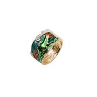 Bague en alliage de zinc, Placage de couleur d'or, bijoux de mode & pour femme & émail, multicolore, 18mm, Vendu par PC