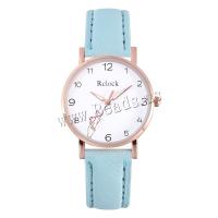 Women Wrist Watch PU Leather with Glass & 304 Stainless Steel & Zinc Alloy Round rose gold color plated fashion jewelry & Chinese movement & for woman Length Approx 235 mm Sold By PC