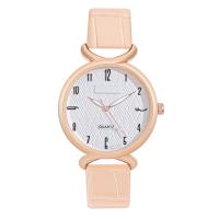 Women Wrist Watch PU Leather with Glass & 304 Stainless Steel & Zinc Alloy Round rose gold color plated fashion jewelry & Chinese movement & for woman & with rhinestone Length Approx 240 mm Sold By PC