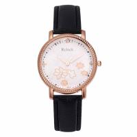 Reloj de Pulsera de Mujeres, Cuero de PU, con Vidrio & acero inoxidable 304 & aleación de zinc, Esférico, chapado en color rosa dorada, Joyería & movimiento chino & para mujer, más colores para la opción, 34x10mm, longitud aproximado 232 mm, Vendido por UD