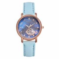 Women Wrist Watch PU Leather with Glass & 304 Stainless Steel & Zinc Alloy Round rose gold color plated fashion jewelry & Chinese movement & for woman Length Approx 232 mm Sold By PC