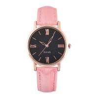 Women Wrist Watch PU Leather with Glass & 304 Stainless Steel & Zinc Alloy Round rose gold color plated fashion jewelry & Chinese movement & for woman Length Approx 233 mm Sold By PC