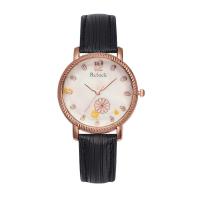 Women Wrist Watch PU Leather with Glass & 304 Stainless Steel & Zinc Alloy Round rose gold color plated fashion jewelry & Chinese movement & for woman Length Approx 232 mm Sold By PC