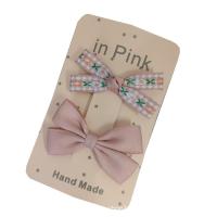 Alligator Hair Clip Polyester and Cotton with Polyester and Cotton Bowknot 2 pieces & for children pink 60mm Sold By Set