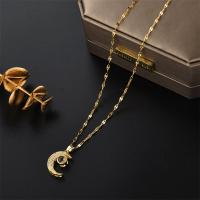 Titanium Steel Necklace fashion jewelry & with rhinestone nickel lead & cadmium free 35cm Sold By PC