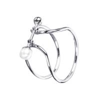 Zinklegering Ring Set, Zinc Alloy, met Plastic Pearl, plated, drie stuks & mode sieraden & verschillende stijlen voor de keuze & voor vrouw, zilver, 20mm, Verkocht door PC