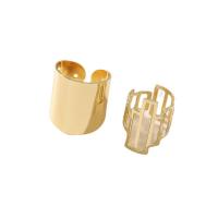 Zinklegering Ring Set, Zinc Alloy, gold plated, 2 stuks & mode sieraden & voor vrouw, gouden, 17mm, Verkocht door Stel