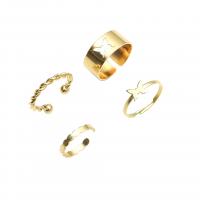 Zink-Legierungsring-Set, Zinklegierung, goldfarben plattiert, 4 Stück & Modeschmuck & für Frau, goldfarben, 17mm, verkauft von setzen