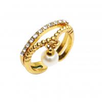 Sinc Alloy Finger Ring, le Pearl Plaisteacha, dath airgid plated, jewelry faisin & do bhean & le rhinestone, órga, 17mm, Díolta De réir PC