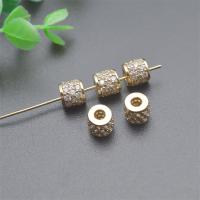 Messing Spacer Kralen, Kolom, gold plated, DIY & micro pave zirconia, nikkel, lood en cadmium vrij, 6x7mm, Verkocht door PC