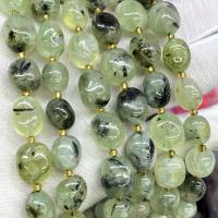 Gemstone Smycken Pärlor, Prehnite, Nuggets, DIY, grön, 10x15mm, Såld Per Ca 39 cm Strand