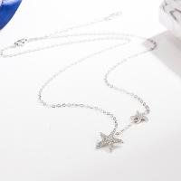 Necklaces Silver Sterling, 925 Sterling Silver, le 1.97inch slabhra extender, Starfish, plátáilte, jewelry faisin & do bhean & le rhinestone, dathanna níos mó le haghaidh rogha, nicil, luaidhe & caidmiam saor in aisce, Fad Thart 15.74 Inse, Díolta De réir PC