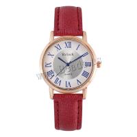 Women Wrist Watch PU Leather with Glass & 304 Stainless Steel & Zinc Alloy Round rose gold color plated fashion jewelry & Chinese movement & for woman Length Approx 233 mm Sold By PC