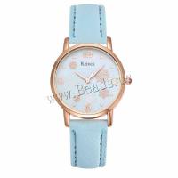 Women Wrist Watch PU Leather with Glass & 304 Stainless Steel & Zinc Alloy Round rose gold color plated fashion jewelry & Chinese movement & for woman Length Approx 233 mm Sold By PC