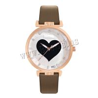 Women Wrist Watch PU Leather with Glass & 304 Stainless Steel & Zinc Alloy Round rose gold color plated fashion jewelry & Chinese movement & for woman & with rhinestone Length Approx 240 mm Sold By PC