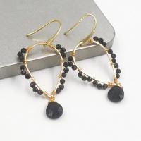 Natural Gemstone Earrings Natural Stone with Brass gold color plated fashion jewelry & for woman Sold By Pair