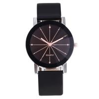 Montre-bracelet unisexe, cuir PU, avec verre & Acier inoxydable 304, Rond, bijoux de mode & mouvement chinoise & styles différents pour le choix, noire, 31.92x60mm, Vendu par PC