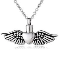 Cremation Jewelry Ashes Urn Necklace 316L Stainless Steel Wing Shape Vacuum Ion Plating DIY Sold By PC