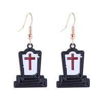 Pendientes de Acrílico, con esmalte & aleación de zinc, Diseño de Halloween & diferentes patrones para la opción & para mujer, Vendido por Par