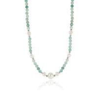 純銀ネックレス, 92.5％純度シルバー, とともに Amazonite & 天然有核フレッシュウォーターパール, とともに 5CM エクステンダチェーン, メッキ, ファッションジュエリー & 女性用, グリーン, 長さ 約 40 センチ, 売り手 パソコン