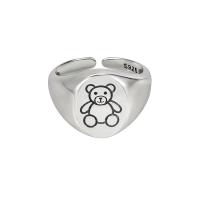 Sterling Silver smycken finger ring, 925 Sterling Silver, Bear, mode smycken & för kvinna, silver, Storlek:13, Säljs av PC