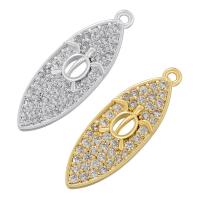 Terningformet Zirkon Micro Pave Messing vedhæng, Leaf, forgyldt, du kan DIY & Micro Pave cubic zirconia, flere farver til valg, Solgt af PC