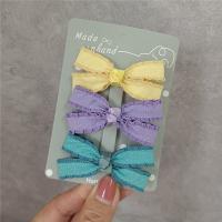 Polyester and Cotton Bowkont Hair Clip Girl & three pieces & fashion jewelry 6cm Approx Sold By Set