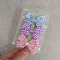 Polyester and Cotton Bowkont Hair Clip three pieces & fashion jewelry 6cm Approx Sold By Set