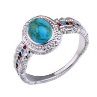 Bague en alliage de zinc, avec turquoise, bijoux de mode & normes différentes pour le choix, Vendu par PC