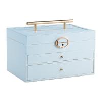 PU Multifunctionele Jewelry Box, met Katoenfluweel, Draagbare & Stofdicht & multilayer & met spiegel, meer kleuren voor de keuze, 290x200x170mm, Verkocht door PC