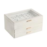 PU Multifunctionele Jewelry Box, met Katoenfluweel, Rechthoek, drie lagen & Draagbare & Stofdicht & met spiegel & transparant, meer kleuren voor de keuze, 265x180x135mm, Verkocht door PC