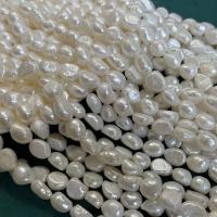 Barok Gekweekte Zoetwater Parel kralen, DIY, wit, 9-10mm, Ca 33pC's/Strand, Verkocht door Strand